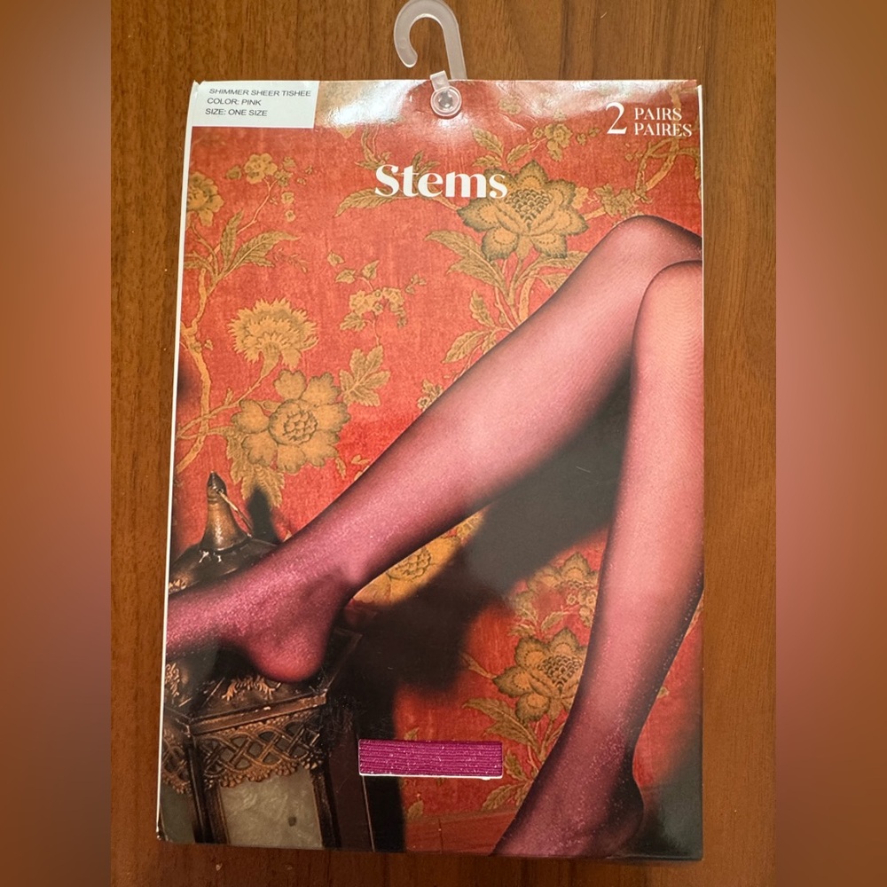 Stems Shimmer Sheer Tights in Pink. Two pack. One Size. NWT